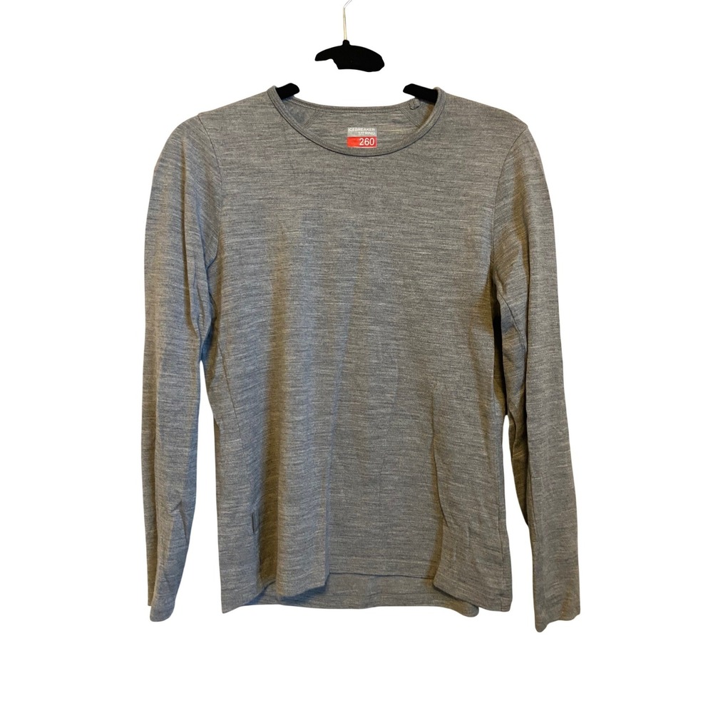 Icebreaker Merino 260 Womens Large Gray Long Sleeve Base Layer Top Wool